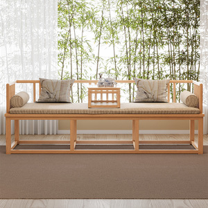 Solid Wood Luohan Bed With <b>Storage</b> Chaise Lounge For Living Room Tea Space - Product Image 2