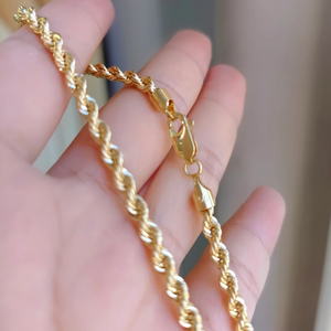 Cadena <span class=keywords><strong>de</strong></span> <span class=keywords><strong>Oro</strong></span> 18K para <span class=keywords><strong>Hombre</strong></span>, Estilo Italiano, Diseño Trenzado Hueco, Joyería Masculina <span class=keywords><strong>de</strong></span> Alta Calidad, Estilo Hip Hop - Product Image 5