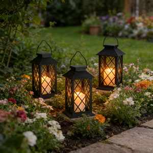 <b>Bulk</b> Stock Solar <b>Candle</b> Holders Lanterns <b>Candle</b> Jars Hanging Lights Rustic Iron Frame Waterproof Garden Decoration Lantern - Product Image 5