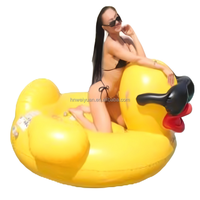 Bouée gonflable géante en forme de canard jaune pour adultes, avec lunettes de soleil, pour fêtes au bord de la piscine et plage