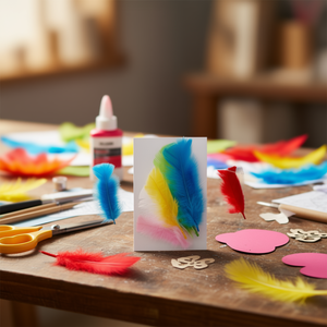 ILAN Set di 6 Piume Decorative Rosse da 14 Cm per Artigianato - Product Image 3