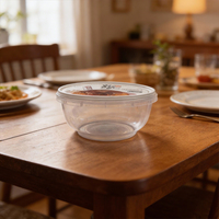 Nouvelle conception, boîte alimentaire pratique en plastique, boutiques de desserts, récipient rond en PP, bol transparent avec rebord