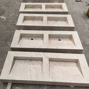 Luxury High Quality Glossy Beige Cappuccino Dolomite <b>Marble</b> Modern Bathroom Vanities OEM/ODM Polished Surface Wholesale - Product Image 3