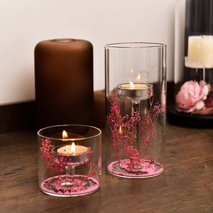 Moderno estilo europeu vela alto redondo vidro cilindro cristal chão vela titular para casamento evento peça central decoração - Product Image 2