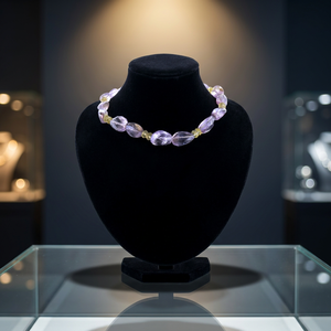Elegant Amethyst Crystal Beaded <b>Necklace</b> with Pink and Yellow Stones Women's Fashion Jewelry <b>Statement</b> Piece - Product Image 3
