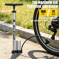 BAIMEI Durable Steel High Pressure Bicycle Floor Air Pump 160psi Hand Inflator Bike Tires Balls Inflatables Outdoor Cycling