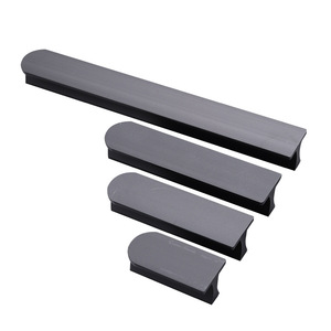 Modern Minimalist Aluminum Alloy <b>Cabinet</b> Handles Bar Shape Durable Drawer Door Hardware Black Finish - Product Image 1