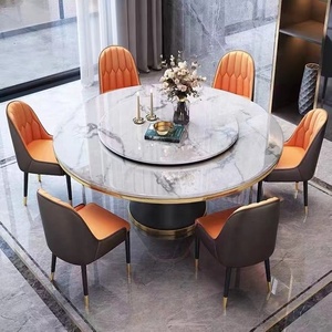 YOUTAI Modern Black Gold Classic Stone Dining Table And 6 Seater Chairs Set Dining Room Furniture Set