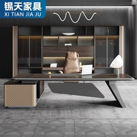 XTLBZ-022 Bureau de direction moderne de luxe fabriqué en Chine, en panneau mélaminé avec plateau supérieur en PVC, extensible, excellent rapport qualité-prix, avec bordure entièrement scellée