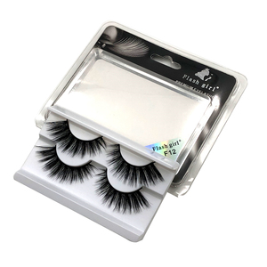 Plateau de 2 paires de faux cils naturels faits à la main multicouche profonde pour la simulation de tige - Product Image 3