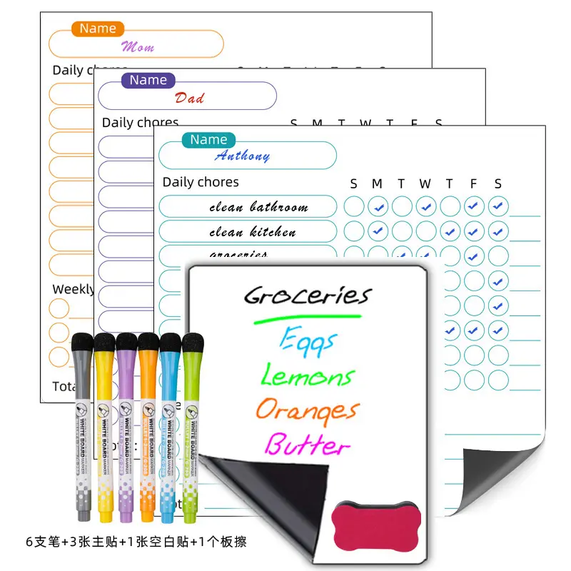 Soft magnetic notepad calendar whiteboard magnetic meal weekly monthly to magnetic fridge magnet board do list chore chart