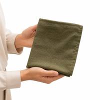 Serviette de table en lin vert olive, texture grossière, pliée, pour hôtel, restaurant, café, taille personnalisée