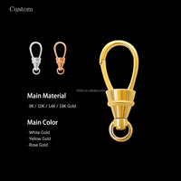 Fermoir mousqueton en or massif 14K avec anneau/boucle décorative pour connecteur de collier et bracelet, pièce de joaillerie fine durable