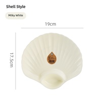 Assiette de service à deux compartiments en forme de coquille en PP, avec coupelle à sauce, pour apéritifs et collations, idéale pour restaurants et usage domestique