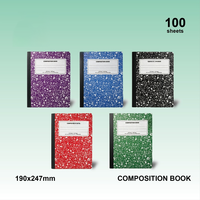 Carnet de composition B5 écologique personnalisé à texture marbre, reliure cousue, 100 feuilles lignées pour fournitures scolaires en gros