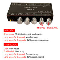 WUZHI AUDIO DAM H1 Karaoke Reverb Board Dispositivo de efecto de escenario frontal Mac Micrófono KTV Cantando con BT USB Módulo de sonido de decodificación