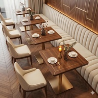 Ensemble table et chaises de restaurant style rétro personnalisable, non pliable, en bois massif, mobilier commercial pour la restauration