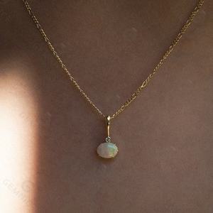 925 Серебряное ювелирное изделие с цирконием, овальная подвеска, опаловое ожерелье на заказ - Product Image 2