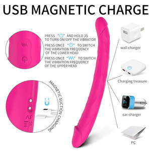 Vibrador de Pene Artificial de Silicona para Mujeres Homosexuales, Doble Cabeza, Tamaño Grande, Recargable por USB, 9 Frecuencias, Impermeable - Product Image 5