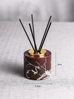 STONEKOCC Bouteille diffuseur de parfum en marbre naturel veiné rouge avec logo personnalisé, pot diffuseur d'arômes en pierre pour hôtel et salle d'exposition, compatible OEM ODM