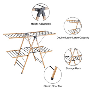 Nouveauté Séchoir à linge de style papillon pour balcon Séchoir à linge pliable en <span class=keywords><strong>bois</strong></span> en bambou - Product Image 4