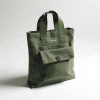 Sac de poche fourre-tout de voyage en toile de coton vert personnalisé en gros avec compartiment