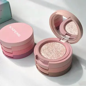 Paleta de sombras 3 em 1, paleta de sombra de olho redondo e personalizável com glitter, paleta de sombra para meninas e europa