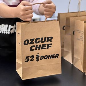 Sacs en papier kraft biodégradables et recyclables personnalisés, écologiques, avec poignées, pour barbecue grillé à emporter - Product Image 5