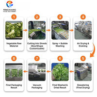 Ligne de traitement des légumes prêts à la cuisson 1-3T/H, pour mélange de légumes, laitue iceberg, avec laveuse à bulles, sécheur à air, essoreuse et machine d'emballage