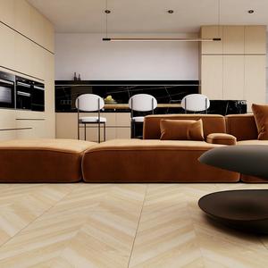 Carreaux de sol en porcelaine brillante à motif chevrons moderne, design grain de bois, résistants à l'usure, 600x1200mm, épaisseur 10mm, vente en gros - Product Image 3