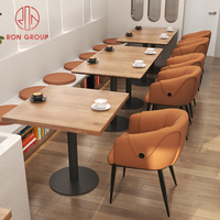 Ensemble de table et de chaises de restaurant en cuir moderne pour café, salon de thé, vente en gros de meubles en bois de Foshan pour hôtels, restaurants