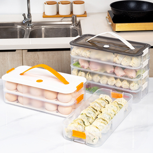 Organizador multicapa para refrigerador de cocina, contenedor de almacenamiento de dumplings, embalaje congelado, pastelería, dumplings, caja de huevos de plástico con asa - Product Image 1