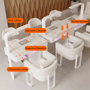 Table de manucure moderne en marbre avec aspirateur à poussière, écologique, de luxe, double, professionnelle, pour salon de manucure - Product Image 4