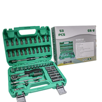 Kit d'outils de réparation automobile portable le plus vendu, 53 pièces, jeu de clés à cliquet 72 dents, embouts de tournevis et douilles multi-types