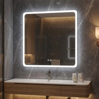 Miroir de salle de bain LED intelligent avec capteur tactile, anti-buée, sans cadre, mural, éclairage périphérique, miroir de maquillage lumineux pour hôtel