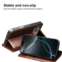 Étui portefeuille de luxe en cuir véritable pour iPhone 18 17 Pro Max Series avec fentes pour cartes, rangement pour billets et support intégré