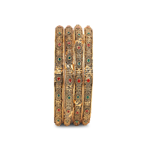 Metal <b>Bangle</b> <b>Bracelet</b> with Oxidized Look and Decorative Enamel Color Filling Elegant Kada Jewelry for Women Bridal Wedding - Product Image 1
