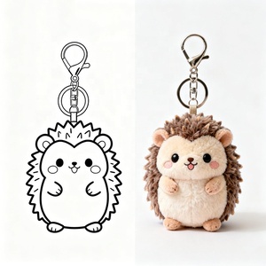 Ciondolo a Forma di <span class=keywords><strong>Riccio</strong></span> Carino, Portachiavi in Peluche Super Morbido e Decorazione per Zaino, Regalo Antistress - Product Image 2