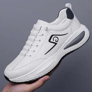 Zapatillas Blancas para Hombre, Ligeras, Deportivas, Casuales, con Cordones, Tacón Bajo, Suela de Goma, Zapatos para Caminar - Product Image 1