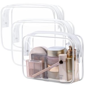 3 Pcs Clear <b>Toiletries</b> <b>Bags</b> Quart Size Travel Makeup Cosmetic <b>Bag</b> <b>for</b> Women <b>Men</b>, Carry on Airport Airline Compliant <b>Bag</b> - Product Image 1