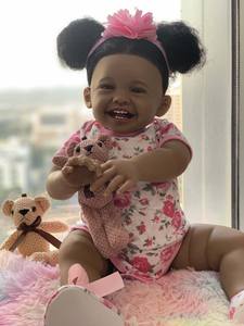 24 pulgadas 60Cm piel cuerpo completo Dol negro bebé muñecas silicona completo <span class=keywords><strong>Mini</strong></span> a <span class=keywords><strong>Bebe</strong></span> En Silicona Realista <span class=keywords><strong>Reborn</strong></span> muñecas - Product Image 3