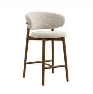 Chaise de bar moderne JP avec structure en bois et acier, revêtement en cuir vert et bleu, style moulé, emballage inclus, couleur du mobilier - Product Image 2