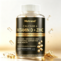 Capsules de soutien à la santé osseuse Metrand, calcium, vitamine D, zinc, complément nutritionnel pour les os, 60 capsules de gélatine pour adultes