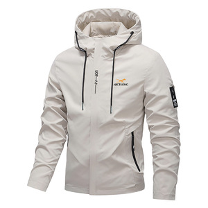 Chaqueta de Primavera y Otoño, Chaqueta de Montañismo <span class=keywords><strong>para</strong></span> Hombre, Simple, Informal, <span class=keywords><strong>con</strong></span> Capucha y Estampado de Letras, Cortavientos - Product Image 4