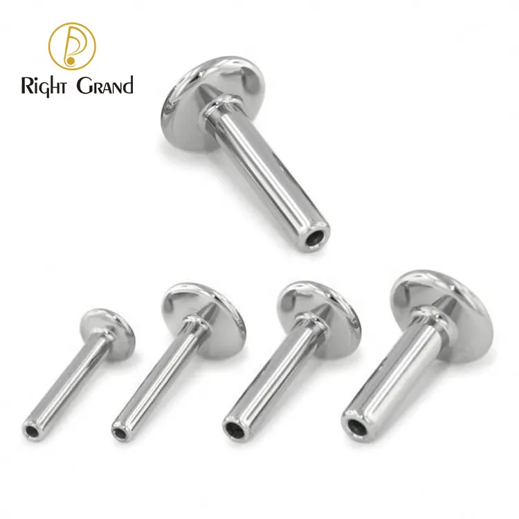 Bijoux de Piercing en titane de qualité Implant, Base plate Simple, tige de Labret filetée à l'intérieur, 16G