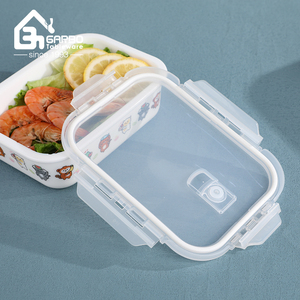 高品質オパールガラス製弁当箱、電子レンジ対応、デカールデザイン付き食品保存容器セット、キッチン＆キャンプ用 - Product Image 2