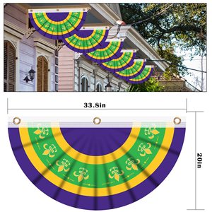 Mardi Gras Bunting <span class=keywords><strong>Drapeau</strong></span> Bannière Nouvelle-Orléans Mardigras Mardi Gras Polyester Tissu <span class=keywords><strong>Drapeau</strong></span> pour la décoration de fête de carnaval - Product Image 3