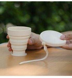 Hot Sale Portable Collapsible Silicone <b>Cup</b> Heat Resistant Foldable Travel Mug <b>with</b> Leakproof <b>Lid</b> for Camping Office Outdoor - Product Image 4