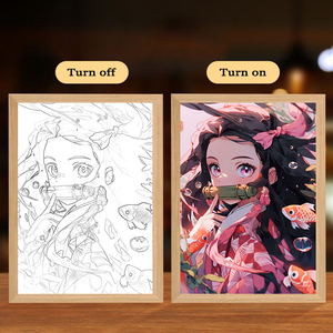 Cadeau Anime Personnalisé, Art Mural Anime, Lumières, Décoration <span class=keywords><strong>Manga</strong></span>, Cadre <span class=keywords><strong>Photo</strong></span> LED pour Chambre d'Adolescent, Bureau, Alimenté par USB - Product Image 4