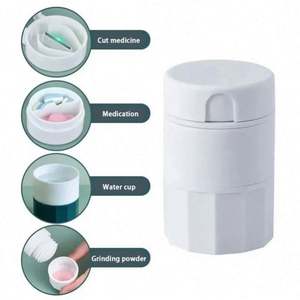 Broyeur de comprimés portable 4-en-1 à 4 couches, coupe-comprimés, séparateur de médicaments, boîte de rangement et pilulier portable - Product Image 4